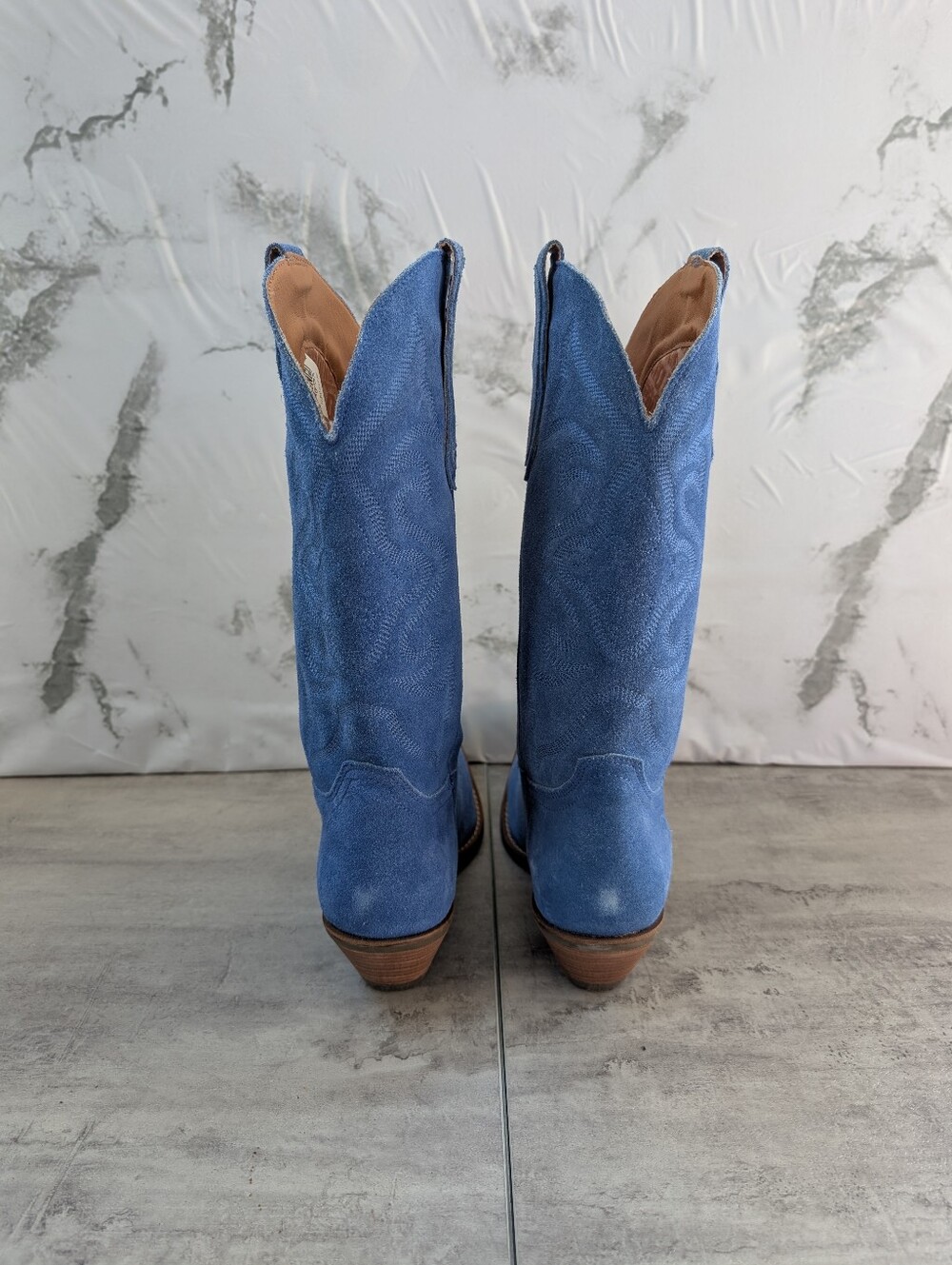 Dingo Out West Blue Suede Snip Toe Women's Cowboy Cowgirl Boots Size 9 Western - Picture 5 of 15